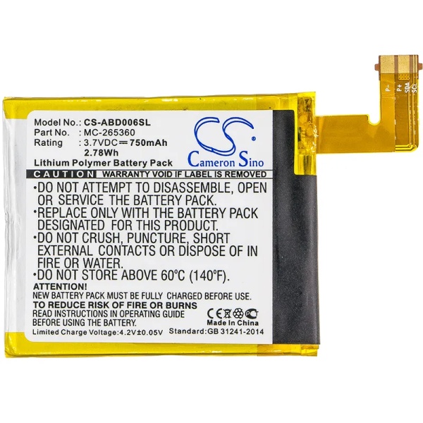 Amazon D01100 Replacement Battery 750mAh/2.78Wh