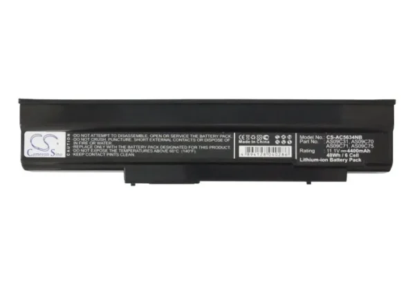 Acer Extensa 5210, Extensa 5620Z, Extensa 5635 Series Replacement Battery 4400mAh / 48.84Wh