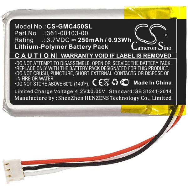 Garmin Dash Cam 45 Replacement Battery 250mAh / 0.93Wh