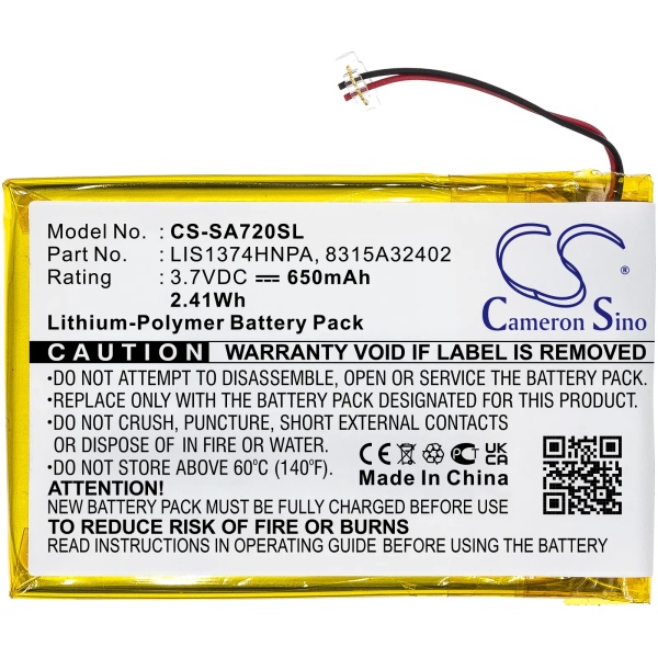 Sony NWZ-S738FBNC Replacement Battery 650mAh / 2.41Wh