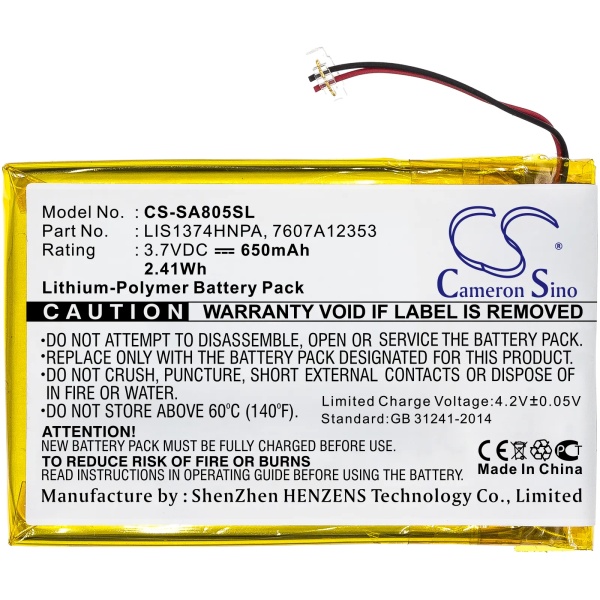 Sony NW-A805B Replacement Battery 650mAh / 2.41Wh