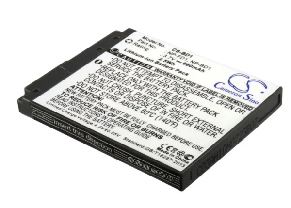 Sony Cyber-shot DSC-G3, Cyber-shot DSC-T2, Cyber-shot DSC-T2/B, Cyber-shot DSC-T2/G, Cyber-shot DSC-T2/L Series Replacement Battery 680mAh - Image 2