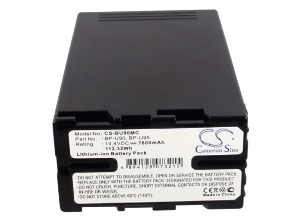 Sony HD422, PMW-100, PMW-150, PMW-150P, PMW-160, PMW-200 Series Replacement Battery 7800mAh / 112.32Wh