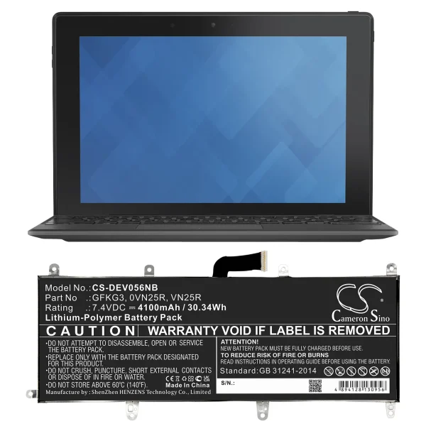 DELL  Venue 10 Pro, Venue 10 Pro 5056 Replacement Battery 4100mAh / 30.34Wh - Image 3