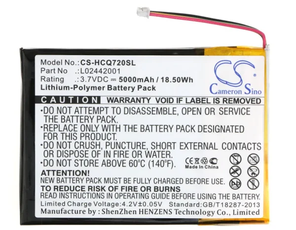 HP CQ720A, eStation Zeen, Photosmart eStation C510 Replacement Battery 5000mAh / 18.50Wh