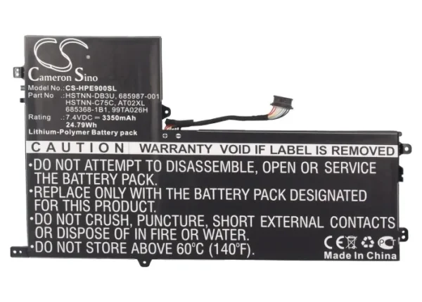 HP AT02025XL, D3H85UT, D7X24PA, ElitePad 900, ElitePad 900 G1 Replacement Battery 3350mAh / 24.79Wh