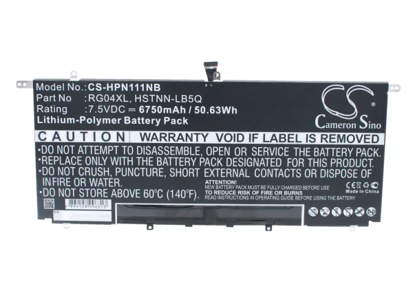 HP Spectre 13-3000, Spectre 13-3000 Ultrabook Series Replacement Battery 6750mAh / 50.63Wh