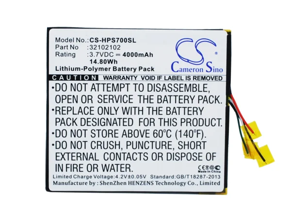 HP Slate 7 Extreme Replacement Battery 4000mAh / 14.80Wh