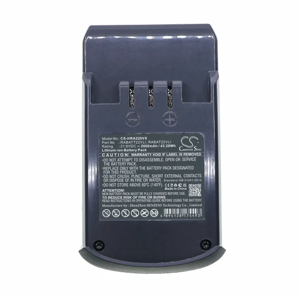 Hoover DS22G, DS22G001, DS22GR001, DS22HCB001, DS22PTG001 Series Replacement Battery 2000mAh / 43.20Wh