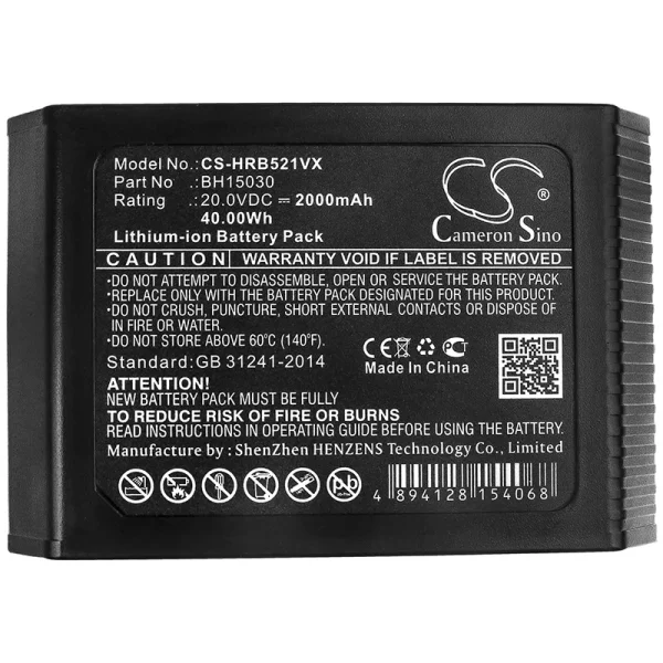 Hoover B07Q3SHZL3, B07Q6ZHX5R, B07Q9MDWQH, B07QC94TQH, B07QD6PMTQ Series Replacement Battery 2000mAh / 40.00Wh