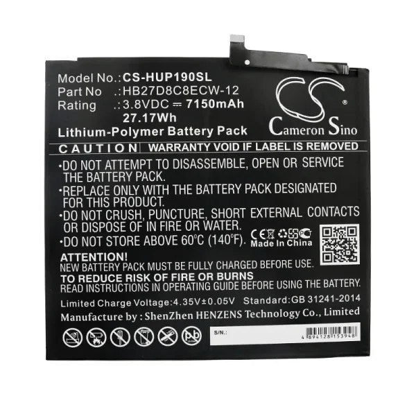 Huawei MatePad Pro, MRX-AL09, MRX-AL19, MRX-W09, MRX-W19 Replacement Battery 7150mAh / 27.17Wh