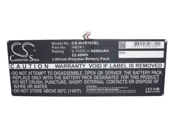 Huawei MediaPad 10 Link, S10-201W, S10-201WA Replacement Battery 6400mAh / 23.68Wh