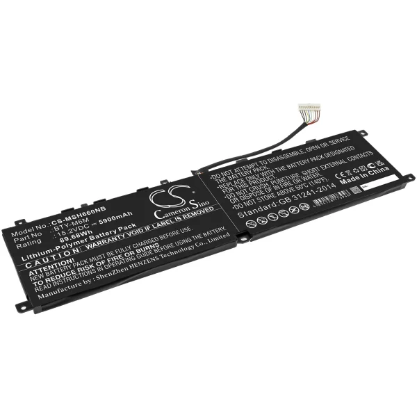 MSI Creator 15 A10sdt, Creator 15 A10sdt-065es, Creator 15 A10sdt-263cz, Creator 15 A10se ms-16v2, Creator 15 A10se-265es, Creator 15 A10set Series Replacement Battery 5900mAh / 89.68Wh - Image 2