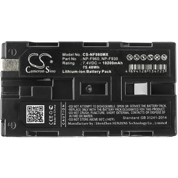 Sony CCD-RV100, CCD-RV200, CCD-SC5, CCD-SC5/E, CCD-SC6, CCD-SC65, CCD-SC7, CCD-SC7/E Series Replacement Battery 10200mAh / 75.48Wh