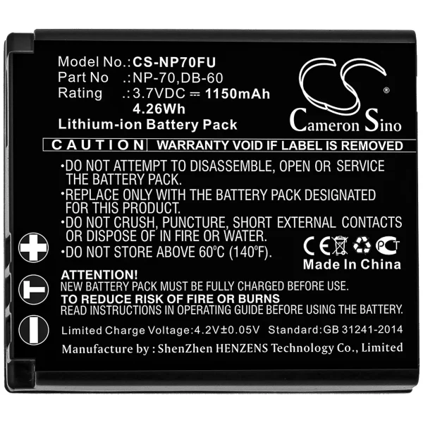 Leica C-LUX1, D-LUX 4, D-LUX2, D-LUX3 Series Replacement Battery 1150mAh / 4.26Wh