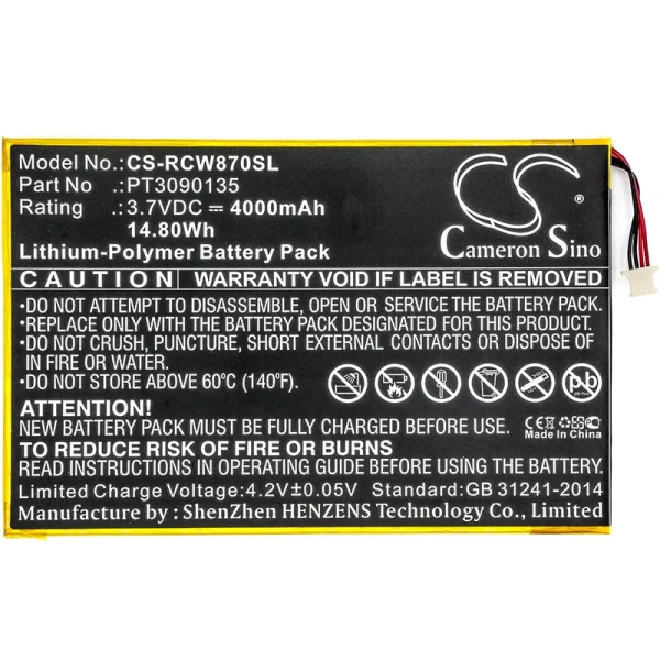 RCA W101 Cambio Replacement Battery 4000mAh / 14.80Wh