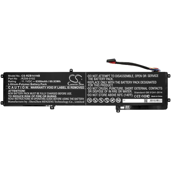 Razer Blade 14, Blade 14 (2013), Blade 14 (2015), Blade 14 2014, Blade 14 2015, BLADE 14 INCH(128GB), BLADE 14 INCH(2013) Series Replacement Battery 6300mAh / 69.93Wh