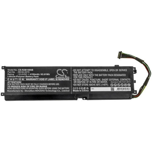 Razer Blade 15 Base, Blade 15 Base 2018 GTX 1660 Ti, Blade 15 Base Model, Blade 15 GTX 1660 Ti, Blade Base 2018 RZ09-02705E76- Series Replacement Battery 4150mAh / 63.91Wh