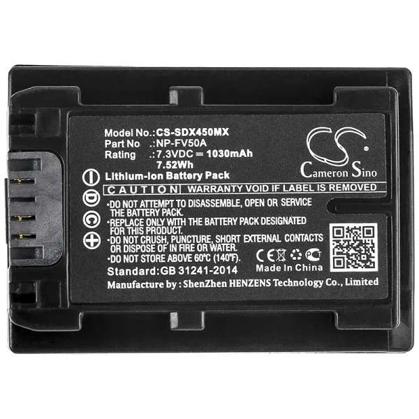 Sony FDR-AX33, FDR-AX40, FDR-AX45, FDR-AX53, FDR-AX60, FDR-AX700 Series Replacement Battery 1030mAh / 7.52Wh