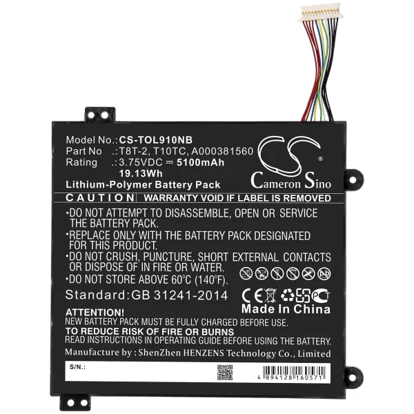 Toshiba Satellite Click Mini L9W-B, Satellite Mini L9W-B 8.9,  Mini L9W-B-100,  Mini L9W-B-102,  Mini L9W-B-103,  Mini L9W-B-107 Series Replacement Battery 5100mAh / 19.13Wh