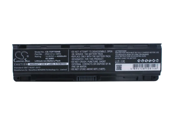 Toshiba Satellite P70, Satellite P70-A, Satellite P75, Satellite P75-A, Satellite P75-A7100, Satellite P75-A7200 Series Replacement Battery 4200mAh / 45.36Wh