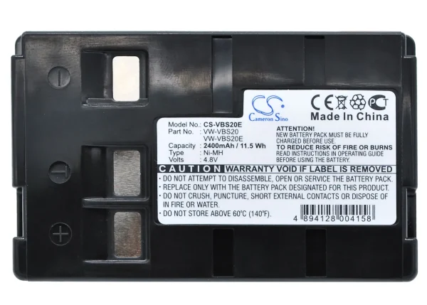 Panasonic NV-A1, NV-A1EN, NV-ALEN, NV-CSLEN, NV-R00PN, NV-R100EN Series Replacement Battery 2400mAh / 11.52Wh