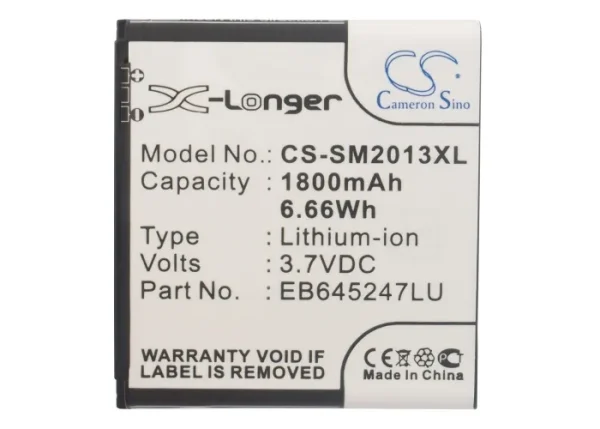 Samsung GT-B9388, SCH-W2013 Series Replacement Battery 1800mAh / 6.66Wh