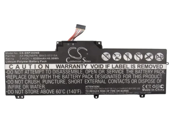 Samsung NP350U2A, NP350U2B, NP350U2Y, Series Replacement Battery 6350mAh / 46.99Wh