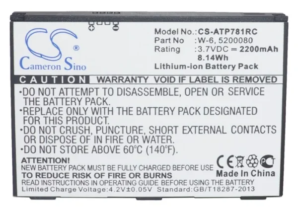 AT&T Aircard 781S, Unite Pro, Unite Pro 4G, Unite Pro 4G LTE Series Replacement Battery 2200mAh / 8.14Wh