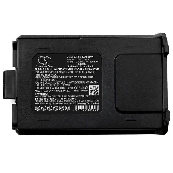 Baofeng BF-F8 PLUS, BF-F8+, BF-F8HP, BF-F9, BF-F9 V2 + HP Series Replacement Battery 1200mAh / 8.88Wh