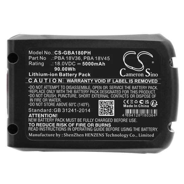 Gardena 14600-20, 14600-55, 14602-20, 14602-55, 14620-20 Series Replacement Battery 5000mAh / 90.00Wh