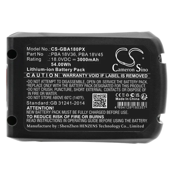 Gardena 14600-20, 14600-55, 14602-20, 14602-55, 14620-20 Series Replacement Battery 3000mAh / 54.00Wh