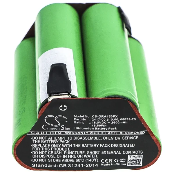 Gardena 02417-20, Accucut 400Li, Accucut 450Li Series Replacement Battery 2600mAh / 46.80Wh