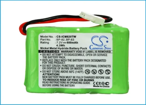 ICOM IC-24AT, IC-24ET, IC-25RA, IC-2SA, IC-2SAT Series Replacement Battery 600mAh / 4.32Wh