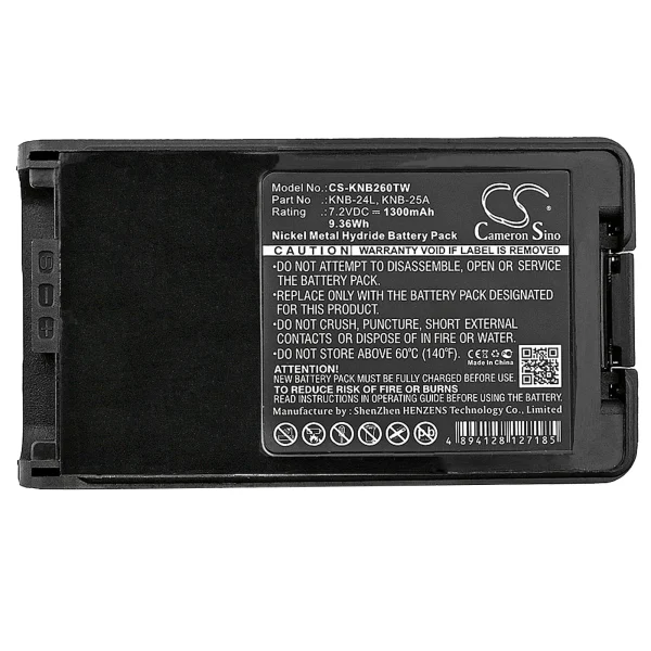 KENWOOD FTH1010, NX-220, NX-320, TK-2140, TK-2160 Series Replacement Battery 1300mAh / 9.36Wh