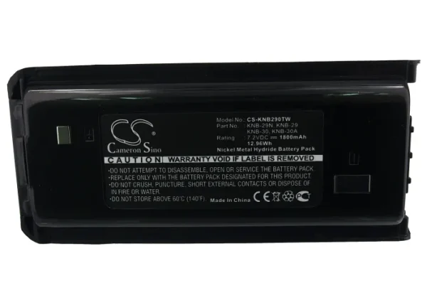 Kenwood NX-240, NX-240V, NX-340, NX-340U ProTalk, ProTalk TK-2200V2P Series Replacement Battery 1800mAh / 12.96Wh