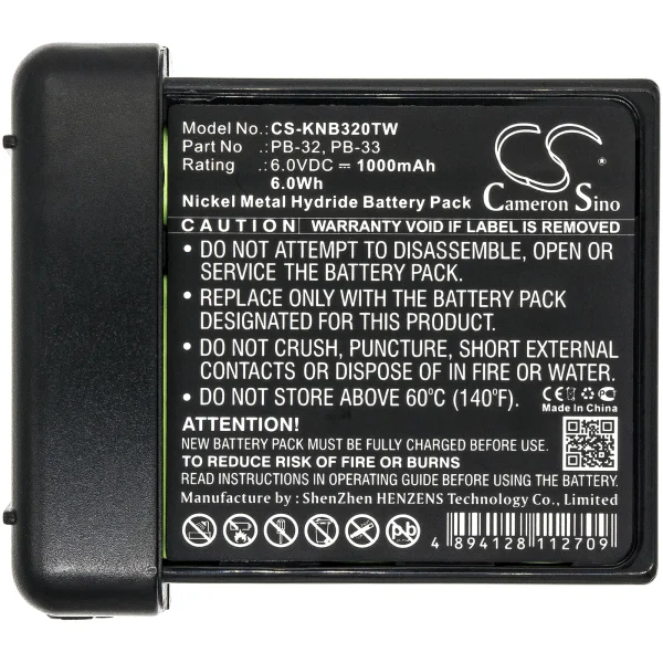 KENWOOD H-79A, TH-208, TH-20B, TH-22, TH-22A Series Replacement Battery 1000mAh / 6.00Wh