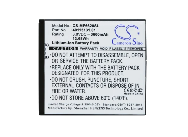 Novatel Wireless Jetpack MiFi 6620L, MiFi 6620L, MiFi 6630, MiFi6620L, MiFi6630 Series Replacement Battery 3600mAh / 13.68Wh