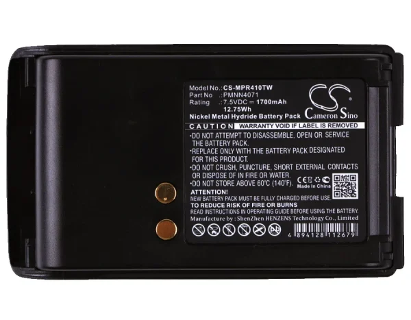 Motorola A6, A8, BPR40, Mag One BPR40 Series Replacement Battery 1700mAh / 12.75Wh