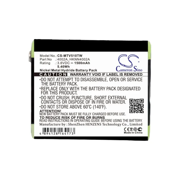 Motorola EM1000, EM1000R, EM1020R, FV300, FV500 Series Replacement Battery 1500mAh / 5.40Wh