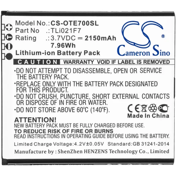 Alcatel EE70, EE70VB Series Replacement Battery 2150mAh / 7.96Wh