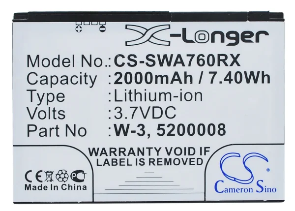 Sierra Wireless Aircard 760, Aircard 760s, Aircard 762s, Aircard 763s, Aircard 785s Series Replacement Battery 2000mAh / 7.40Wh