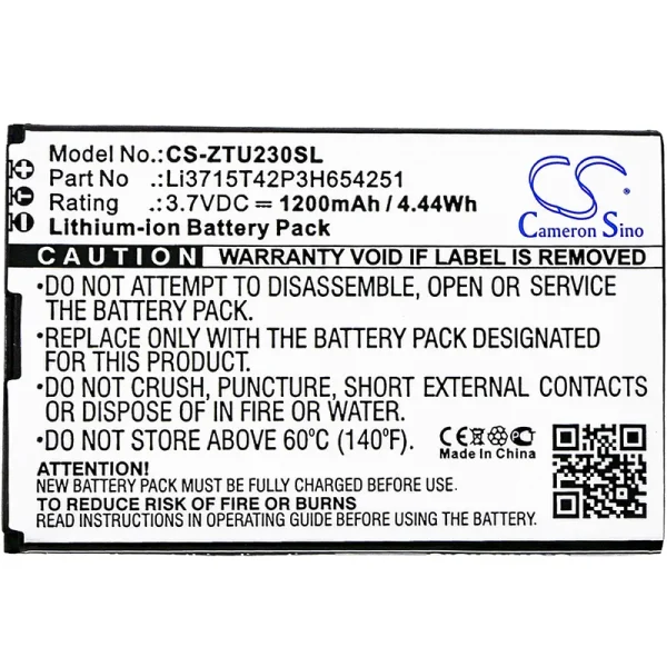 AT&T Home Base Z700, Home Base Z700A, Z700, Z700A Series Replacement Battery 1200mAh / 4.44Wh