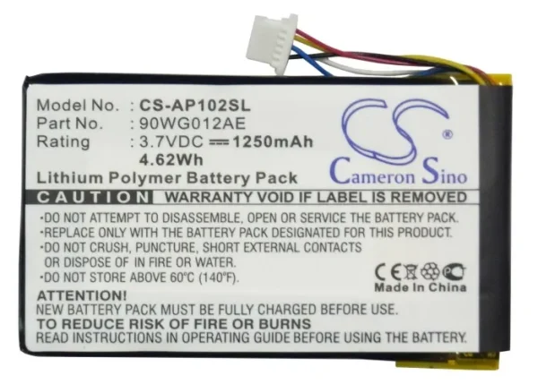 Asus 90WG012AE1155L1, S102, S102 Multimedia Navigator, Series Replacement Battery 1250mAh