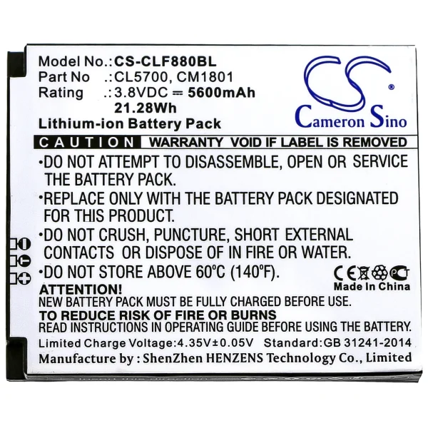 Cilico F880, F880P, F880PEU Series Replacement Battery 5600mAh / 21.28Wh