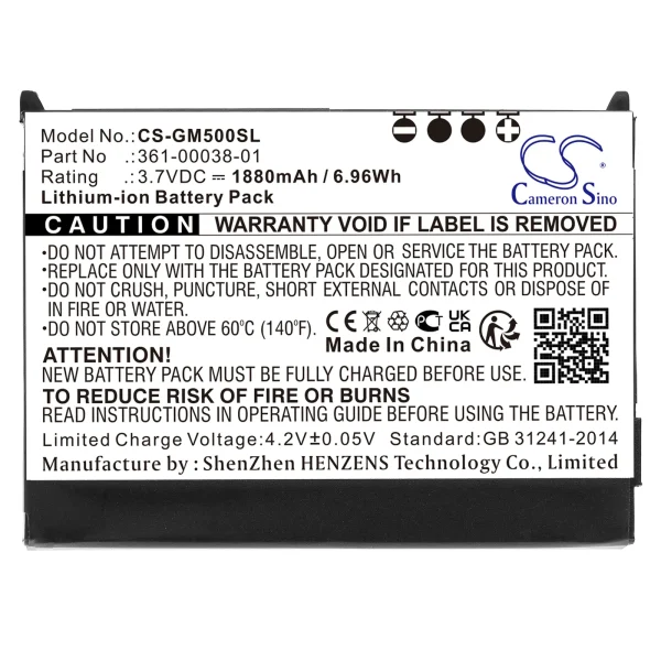 Garmin Aera 500, Aera 510, Aera 550, Aera 560 Series Replacement Battery 1880mAh / 6.96Wh