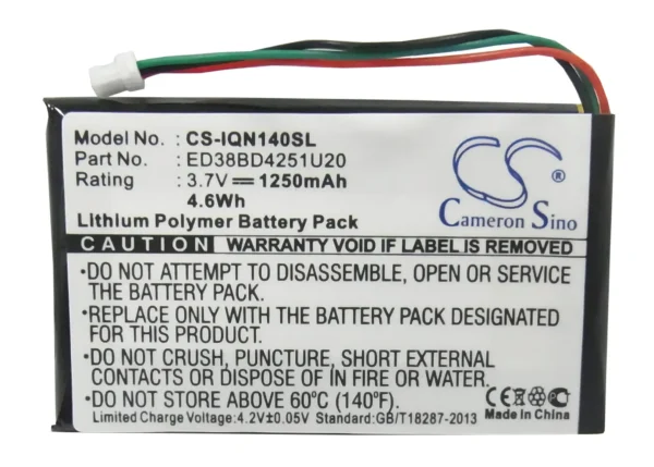 Garmin Nuvi 1400, Nuvi 1450, Nuvi 1450T, Nuvi 1490LMT Series Replacement Battery 1250mAh / 4.63Wh