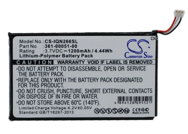 Garmin Nuvi 2460LMT, Nuvi 2595LM, Nuvi 2595LMT, Nuvi 2660LMT Series Replacement Battery 1200mAh / 4.44Wh