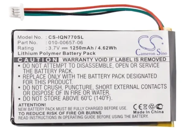 Garmin Nuvi 770, Nuvi 770T Series Replacement Battery 1250mAh