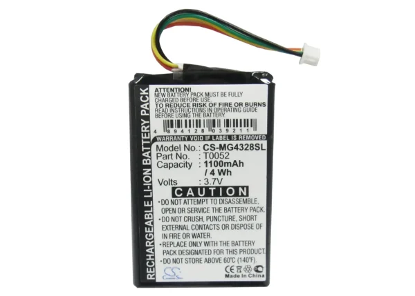 Typhoon Myguide 4328, myguide 4328 BT, myguide 4328 sat nav, Series Replacement Battery 1100mAh